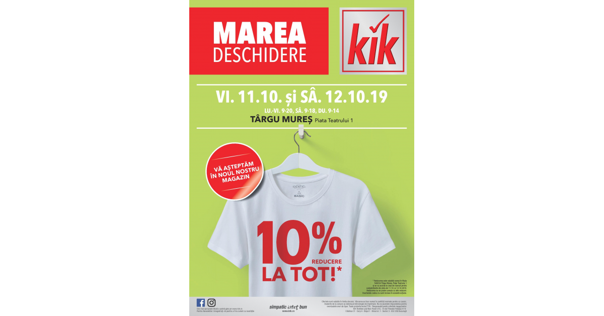 KiK va deschide o noua locatie in tara, in Targu Mures