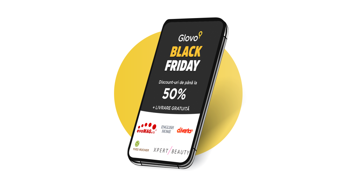 Black Friday la Glovo: Sute de produse vor avea reduceri în aplicație începând cu 12 noiembrie