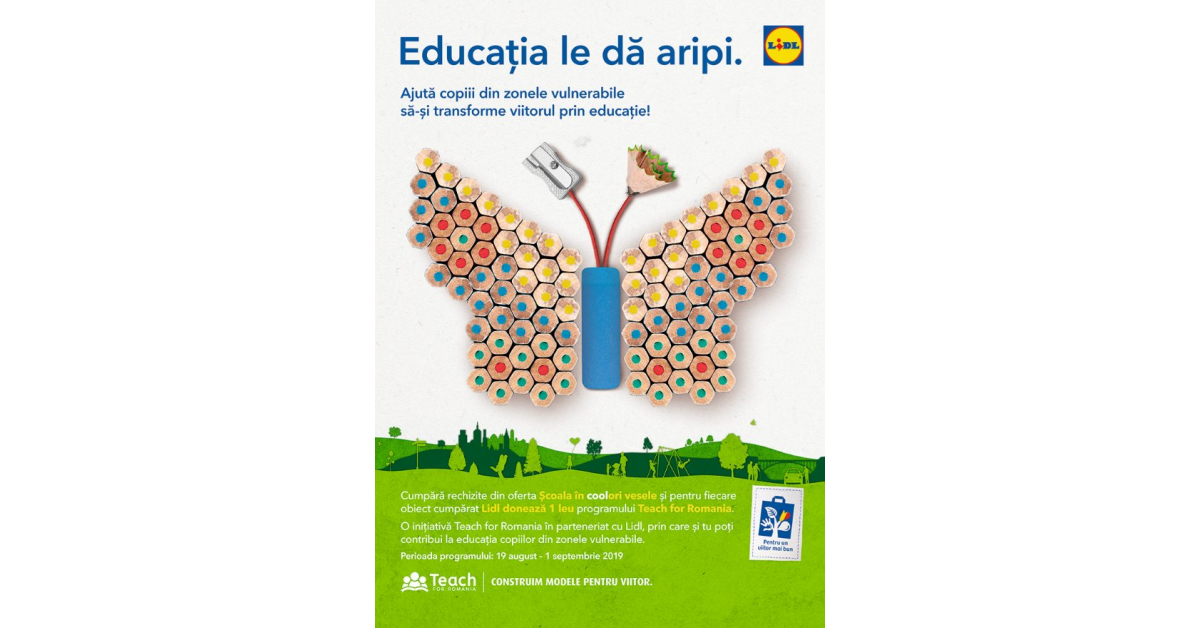 Lidl sprijina impreuna cu clientii sai Teach for Romania, oferind acces la educatie pentru peste 3000 de copii din medii vulnerabile