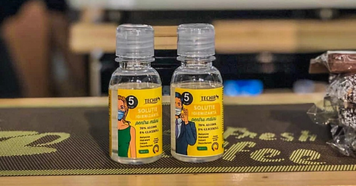 5 to go scoate la vânzare dezinfectant de mâini, produs de Techir, în campania „Fabricat în România”