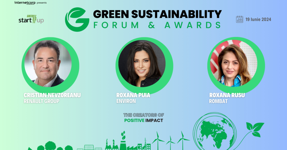 Experți de la Renault, Rombat sau Environ pe scena Green Sustainability Forum 2024: Cristian Nevzoreanu (Renault), Roxana Puia (Environ), Roxana Rusu (Rombat)