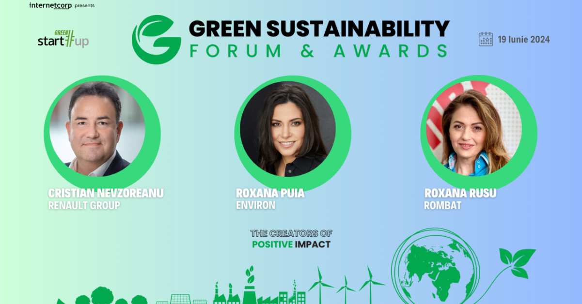 Experți de la Renault, Rombat sau Environ pe scena Green Sustainability Forum 2024: Cristian Nevzoreanu (Renault), Roxana Puia (Environ), Roxana Rusu (Rombat)