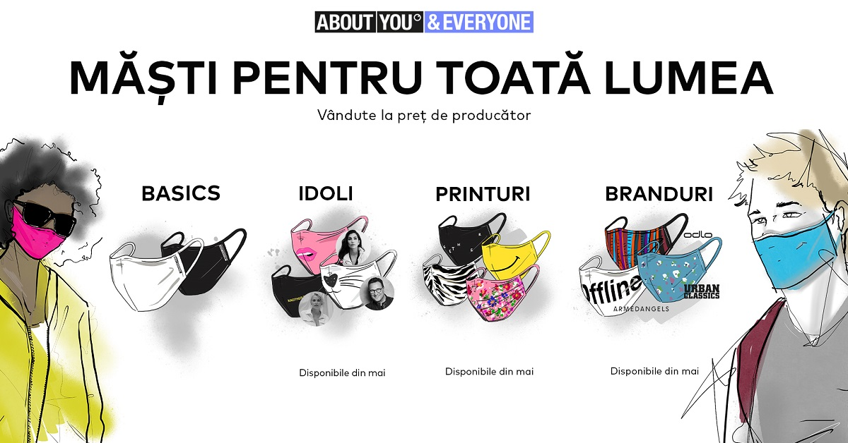 Retailerul de fashion online ABOUT YOU vinde măști de față la preț de producător, începând de la 7,99 lei bucata