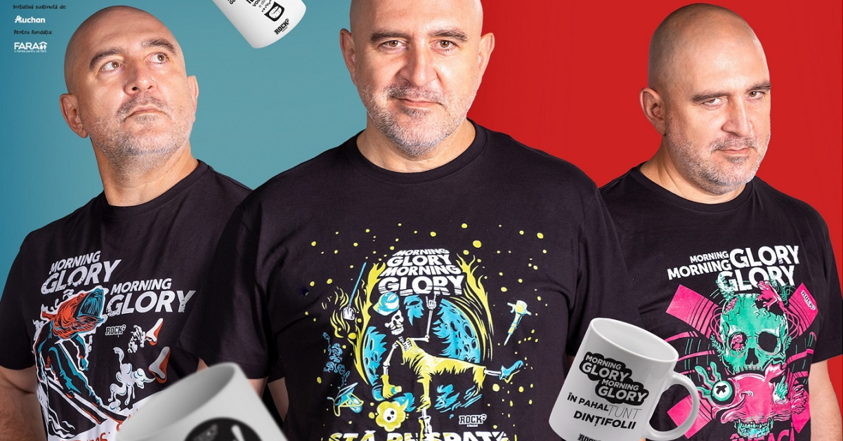 Căni și tricouri cu expresiile celebre din matinalul Morning Glory, la vânzare în magazinele Auchan. 15% din încasări, redirecționate către Fundația FARA