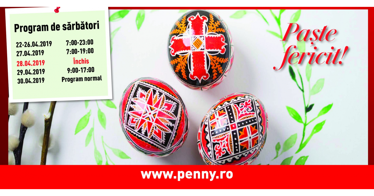 Programul de Paste al magazinelor PENNY Market 2019
