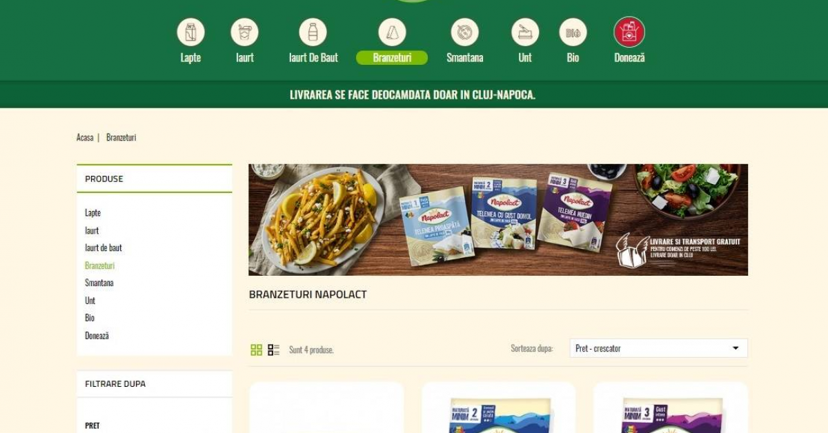 Producătorul de lactate Napolact lansează magazin online