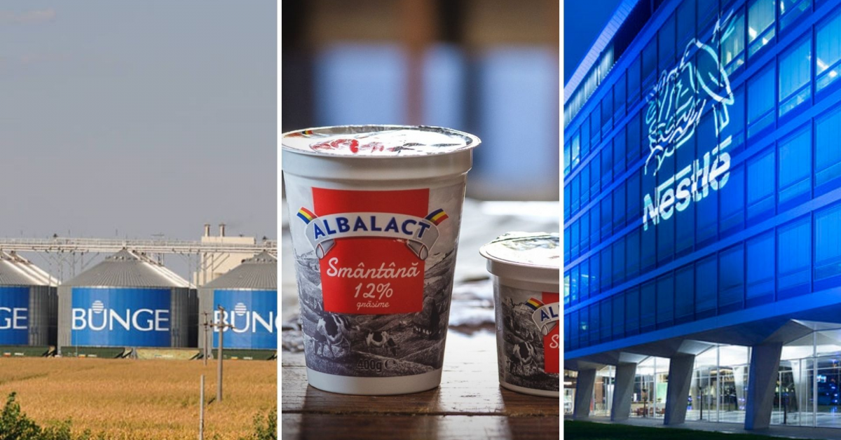 Topul celor mai mari jucători din industria alimentară din România, dominat de companiile cu capital străin. Bunge, Smithfield și Nestle ocupă podiumul