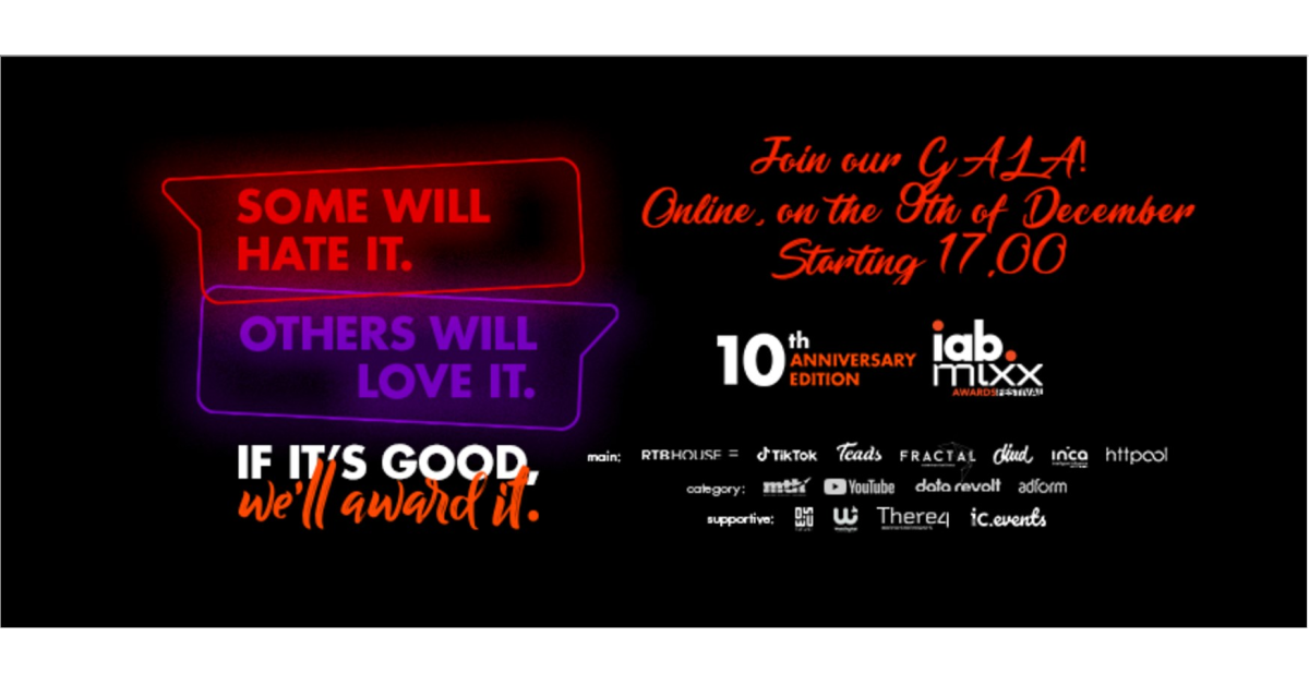 GALA IAB MIXX Awards - Ediție aniversară de 10 ani - 9 decembrie, ora 17.00