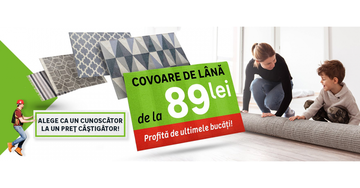 Incepand cu 1 aprilie, la LEROY MERLIN poti achizitiona covoare din lana, la preturi de la 89 lei!