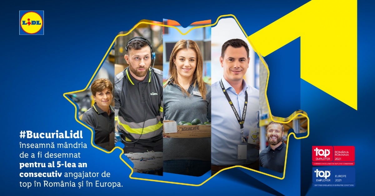 Pentru al cincilea an consecutiv, Lidl obține certificarea Top Employer și înregistrează cele mai bune performanțe la categoriile leadership și sustenabilitate