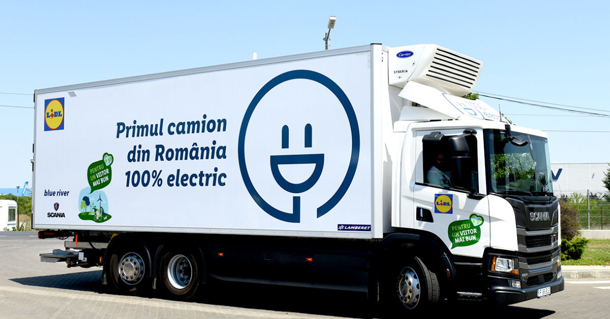 Premieră: Primul camion electric marca Scania va livra produse pentru Lidl 