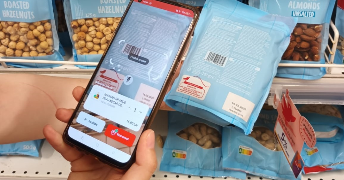 Auchan lansează Scan&Go, serviciul prin care clienții își pot scana singuri produsele folosind telefonul mobil
