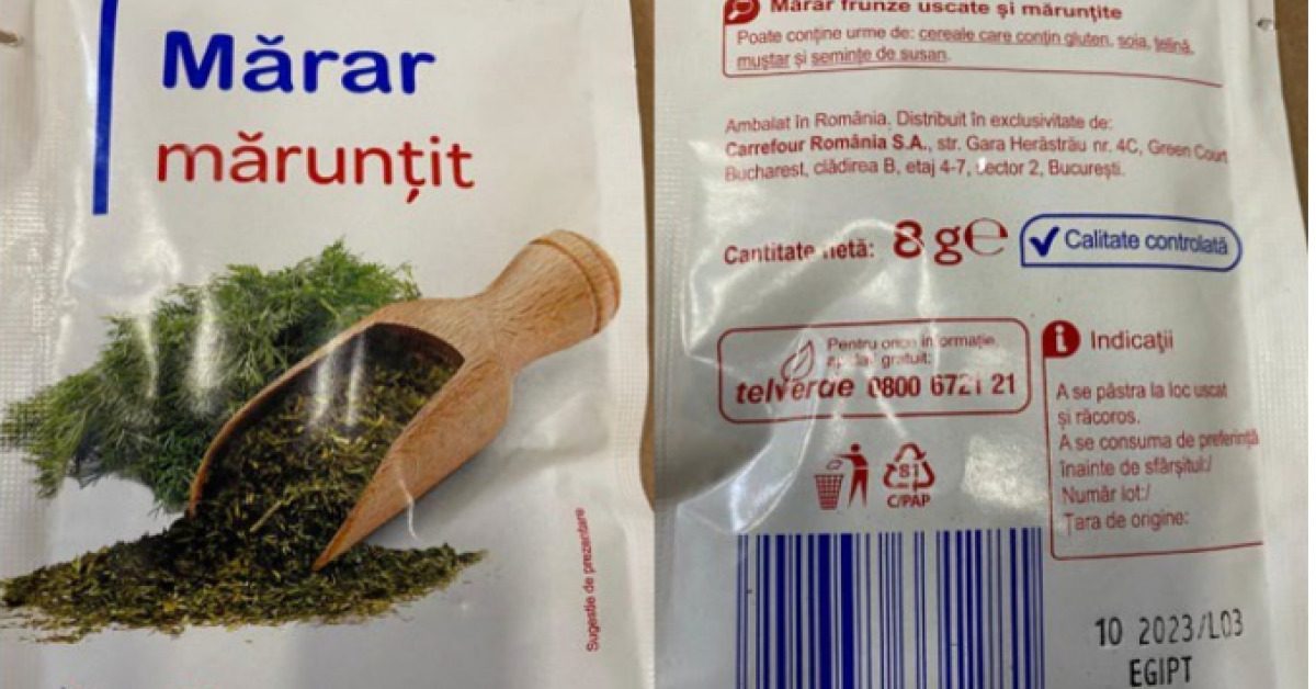 ANSVSA retrage de la comercializare mai multe produse Carrefour și Penny, pentru depășirea limitei maxime admise a reziduurilor de pesticide