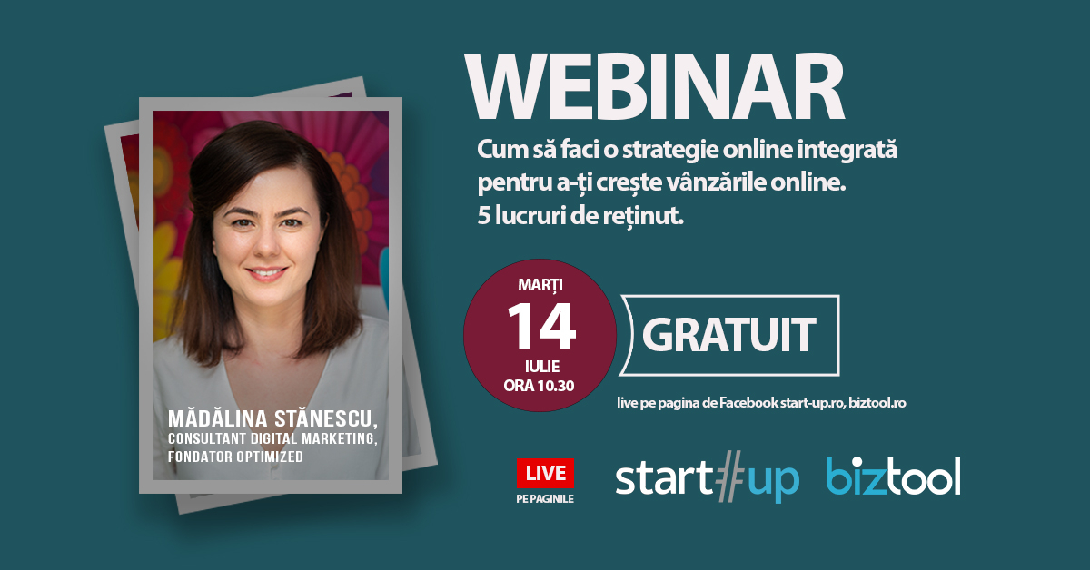 BizTool.ro, webinar gratuit: cum faci o strategie online integrată pentru a-ți crește vânzările în mediul digital